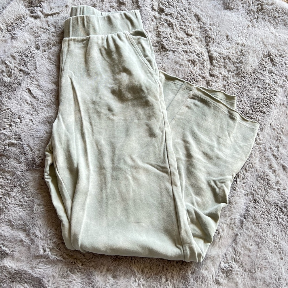 Green tie dye straight leg pants